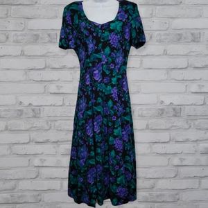 All That Jazz 90s Floral All Over Print Maxi Dress Purple Teal Black
